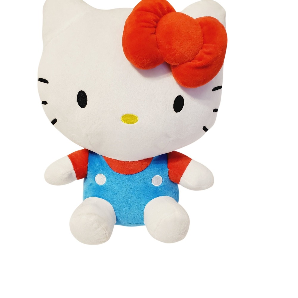 Sanrio Hello Kitty Plush Backpack Blue Overalls Red Bow Kids Accessory 2024